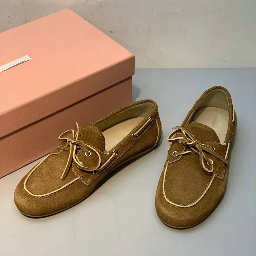 Vintage Distressed Fashion Casual Shoes Women's Flat Heel Loafers With Sheepskin Sole Rubber Outsole Summer Footwear For Adults