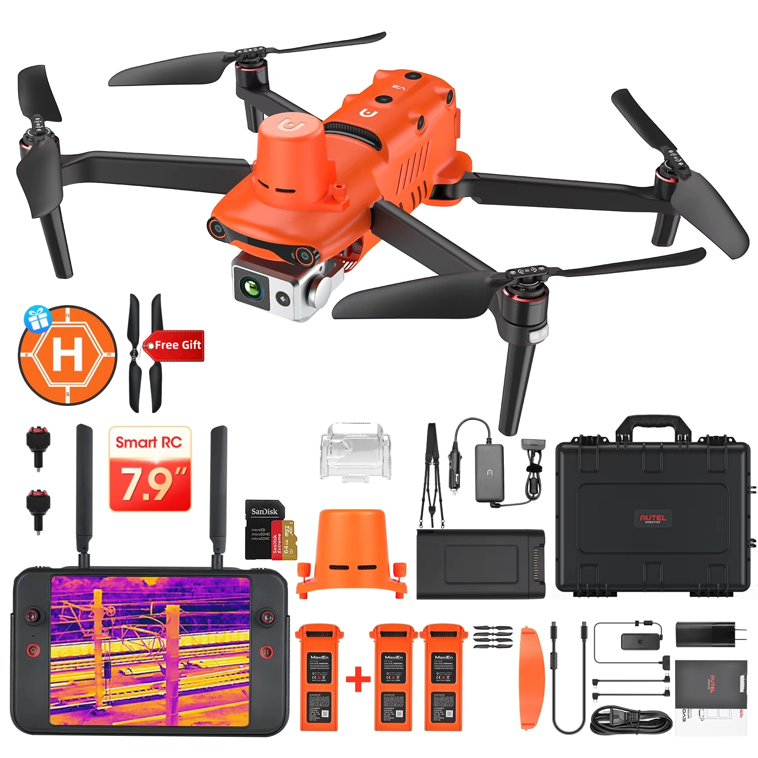 Autel Robotics EVO II Dual 640T RTK V3 Thermal Drone 6K Professional Camera Drone Centimeter-Level Positioning 38Min Flight Time