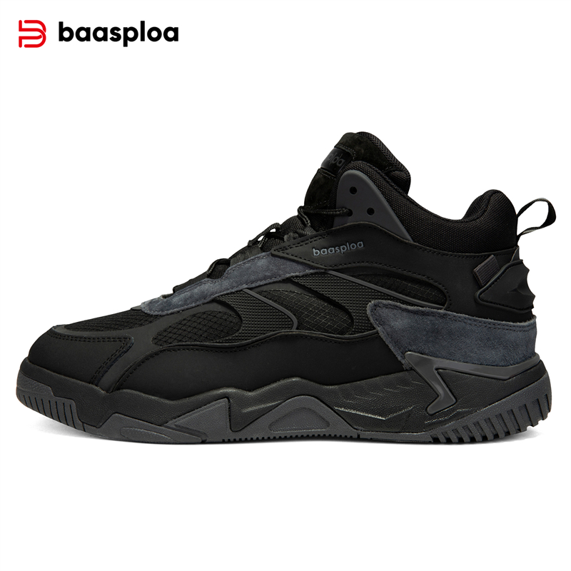 Baasploa Winter Men Leather Sneakers Casual Fashion Waterproof Sport Shoes For Man Plush Warm Male Sneakers Non-Slip Outdoor
