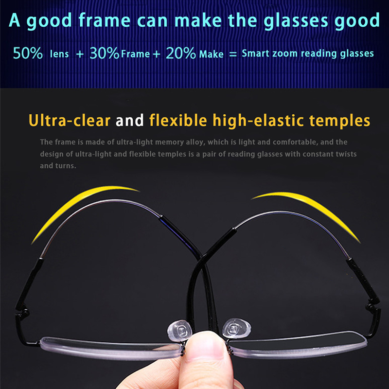 Progressive Multifocus Reading Glasses Blue Light Blocking Titanium Anti-fatigue Full frame Multifocal Readers Eyeglasses 1.0to4