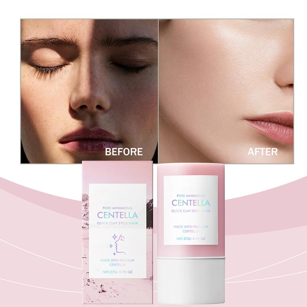 Centella Clay Stick Mask 27g Deep Hydration Pore Minimizing Soothing Brightening Facial Skin Care Fast Convenient Beauty Pink