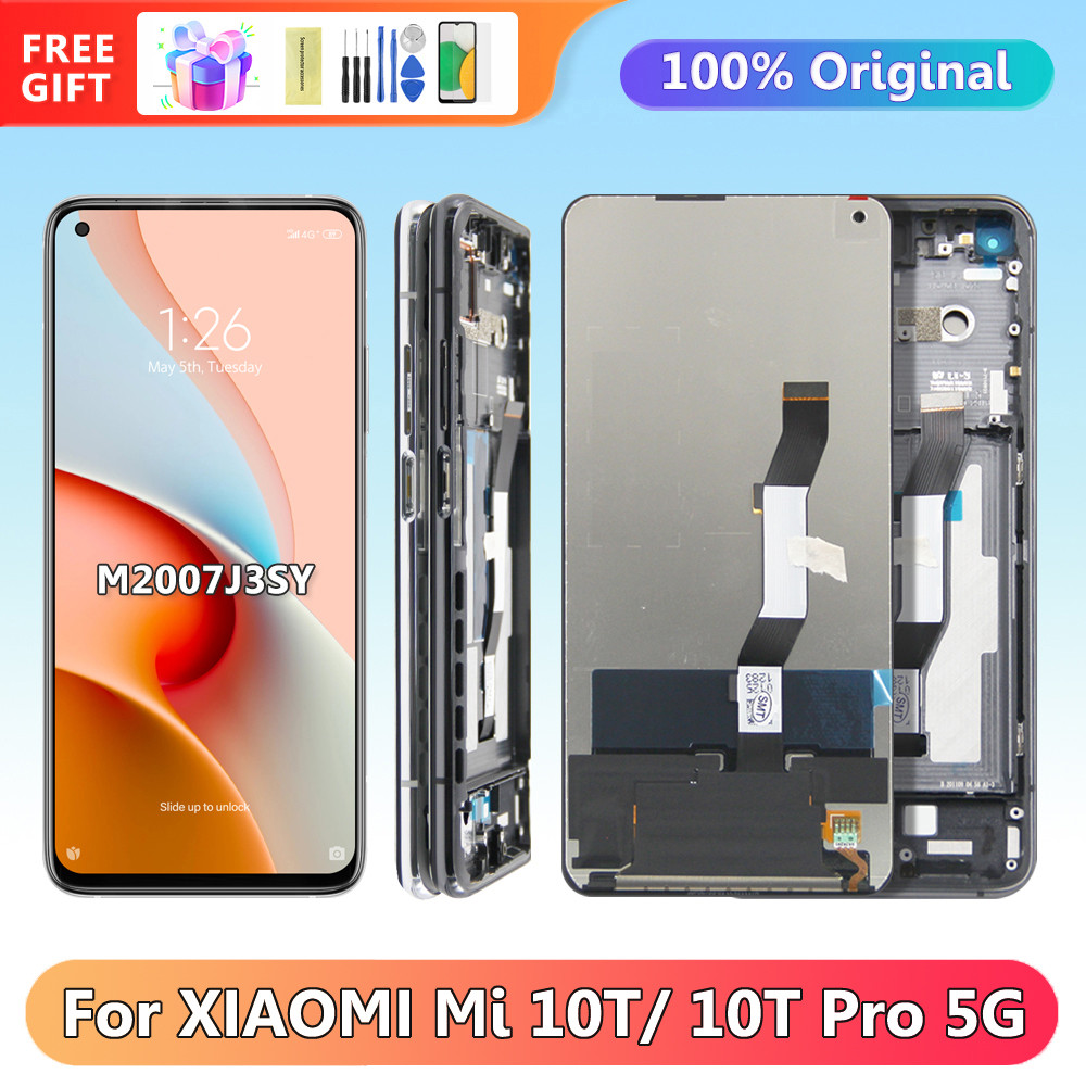 Mi 10T Pro 5G Display Screen with Frame, for Xiaomi Mi 10T 5G M2007J3SY Lcd Display Digital Touch Screen With Frame Replacement
