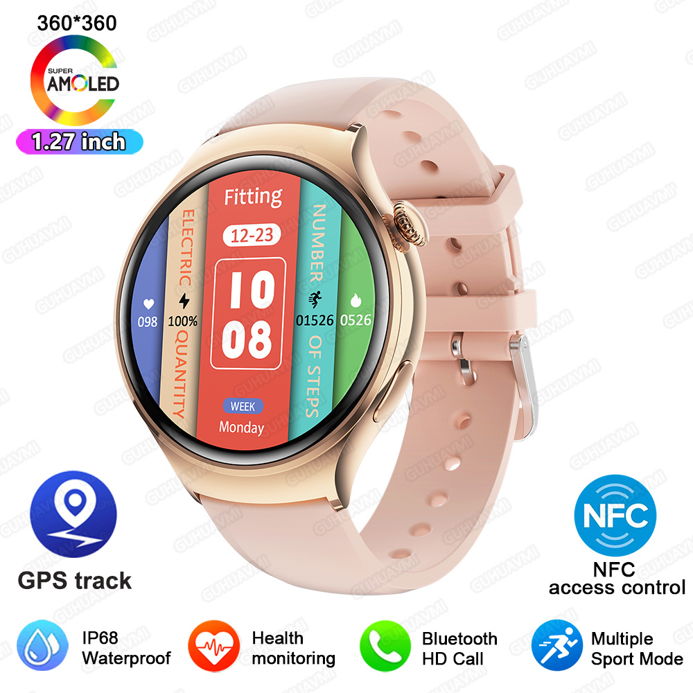 2025 New Lady Fashion Smart Watch women AMOLED HD Screen GPS Heart Rate Bluetooth Call Waterproof Outdoor SmartWatch For Xiaomi