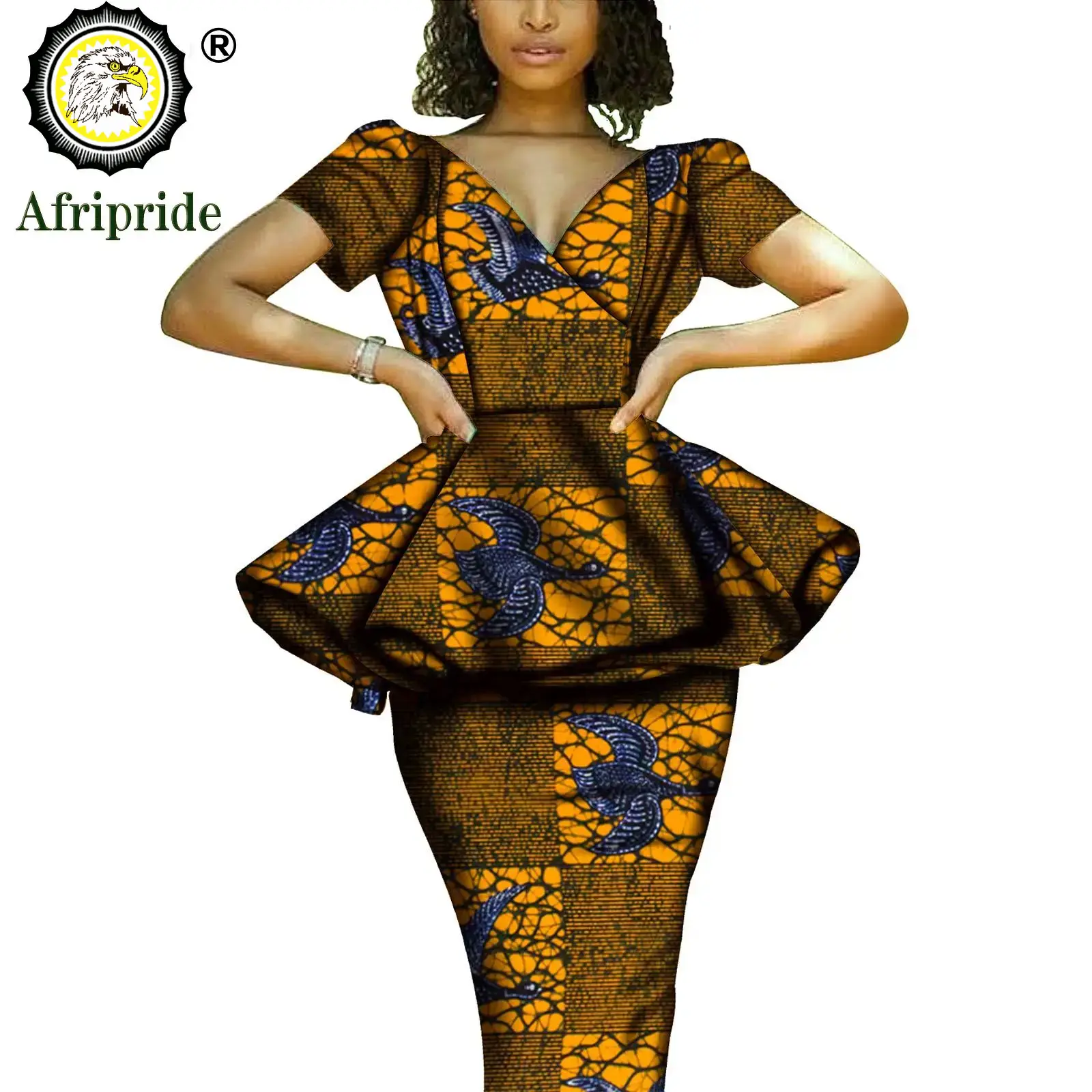 African 2 Piece Set for Women Dashiki Tops Print Skrit  Ankara Clothing Wax Attire Blouse Shirt AFRIPRIDE S1926004