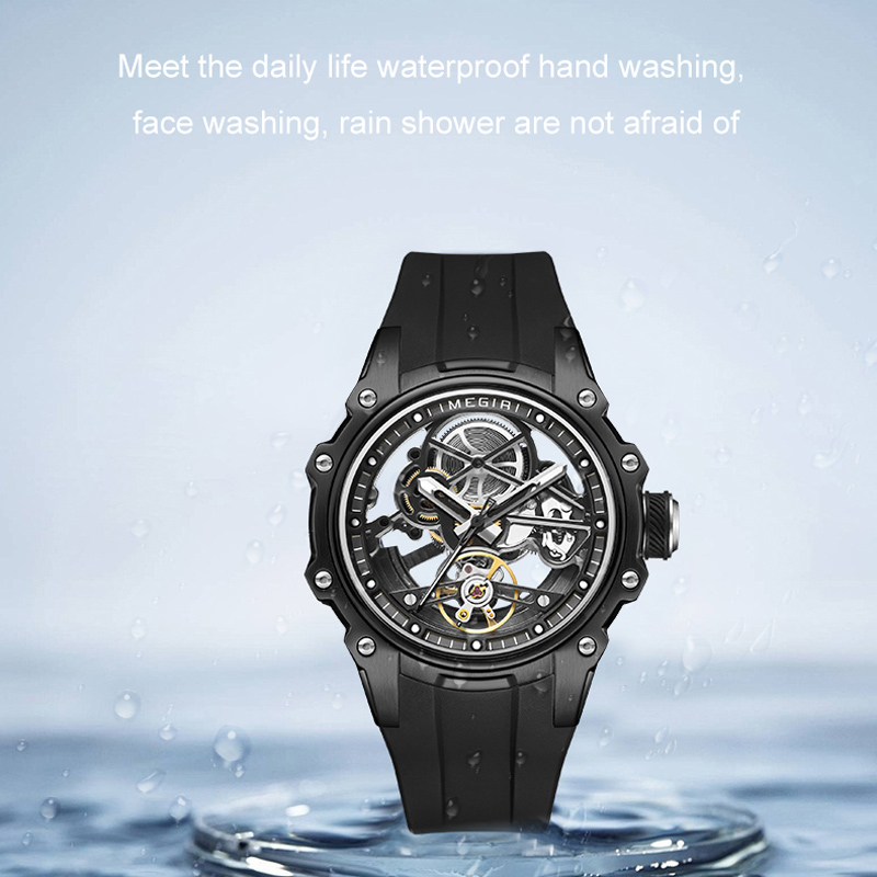 MEGIR Automatic Mechanical Luxury Watch Men Top Brand Stainless Steel 43mm Dial Watch Luminous Waterproof Men's Wristwatch