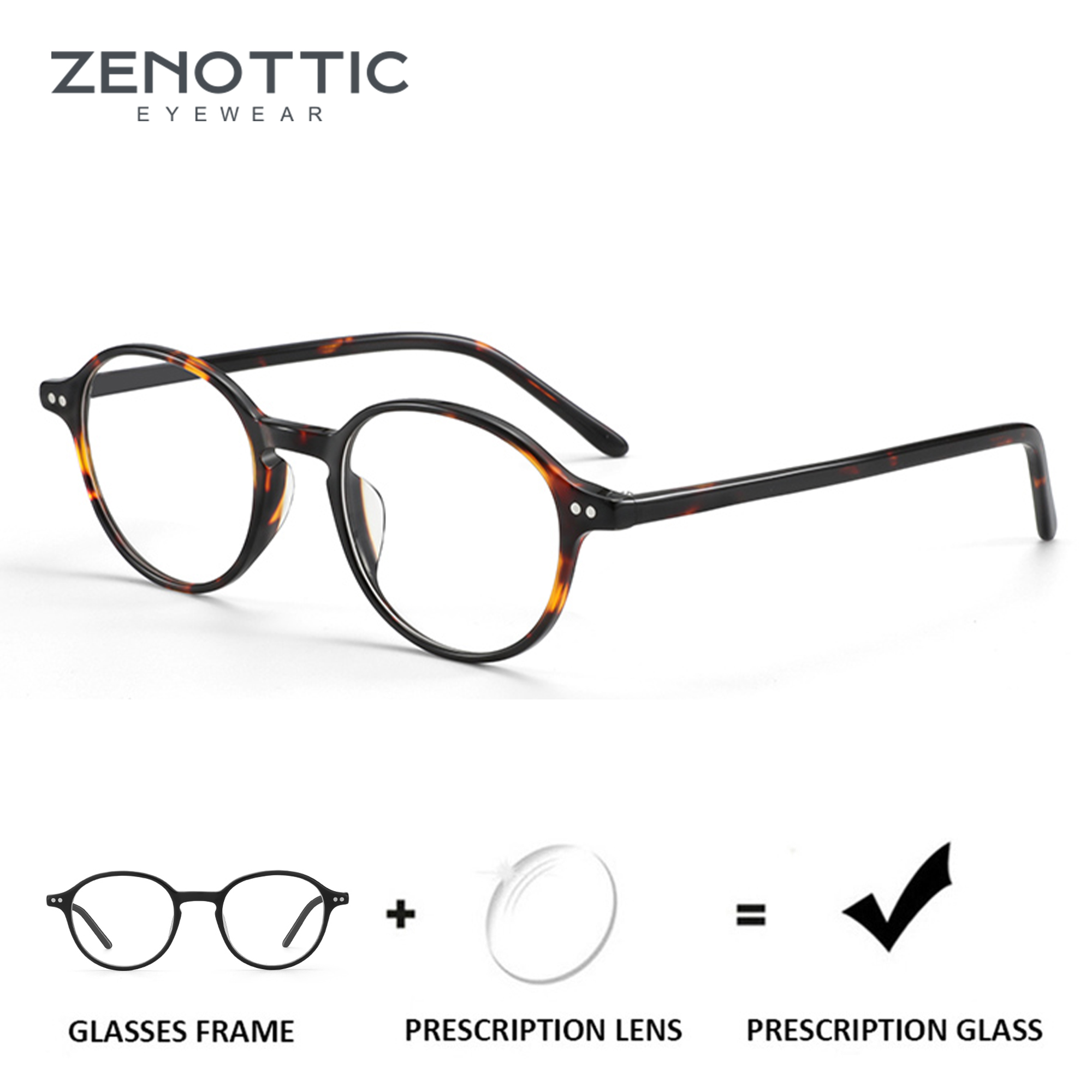 ZENOTTIC Retro Prescription Progressive Eyeglasses Round Myopia Glasses  Anti Blue Light Photochromic Optical Eyewear Women Men