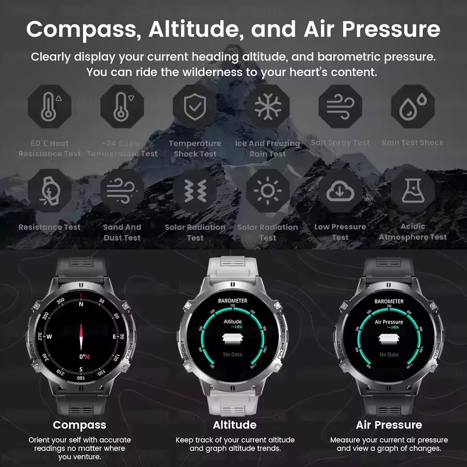 2025New T-Rex 3 GPS SmartWatch 1000mAh Battery AMOLED HD Men 10ATM&IP69K Waterproof Outdoor Fitness Military Call smart bracelet