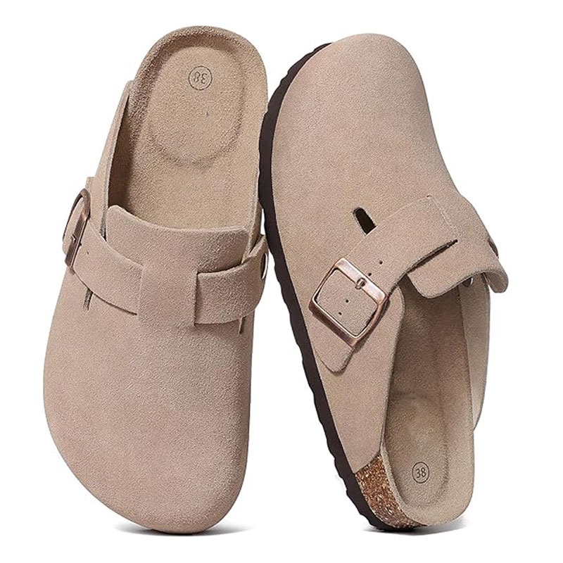 Crestar Fashion Clogs Slippers For Women Classic Suede Men Mules Cork Footbed Leather Potato Shoes With Arch Support Beach Slide