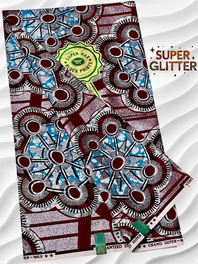 Shine Like Royalty: Original Super Glitter Grand Super Wax – Elite Atamfa Turmi for Stunning Dashiki & High-Fashion African Outfits