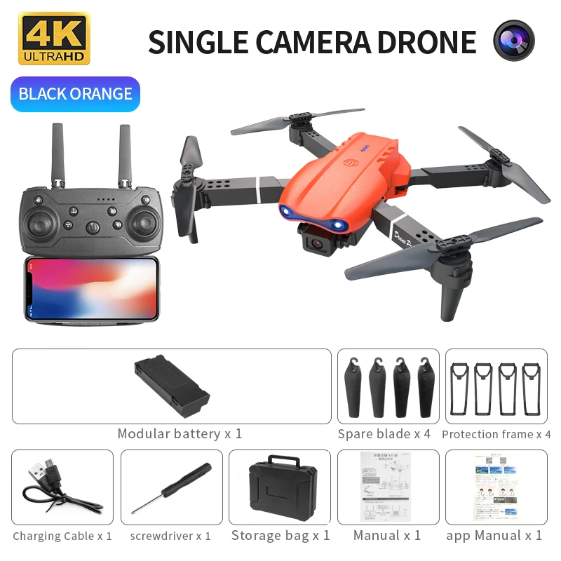 Mini Foldable RC Quadcopter E99 K3 Pro - Dual Camera Aerial Drone with 4K HD, Hold Mode & LED Lights | WIFI Remote Control Toy
