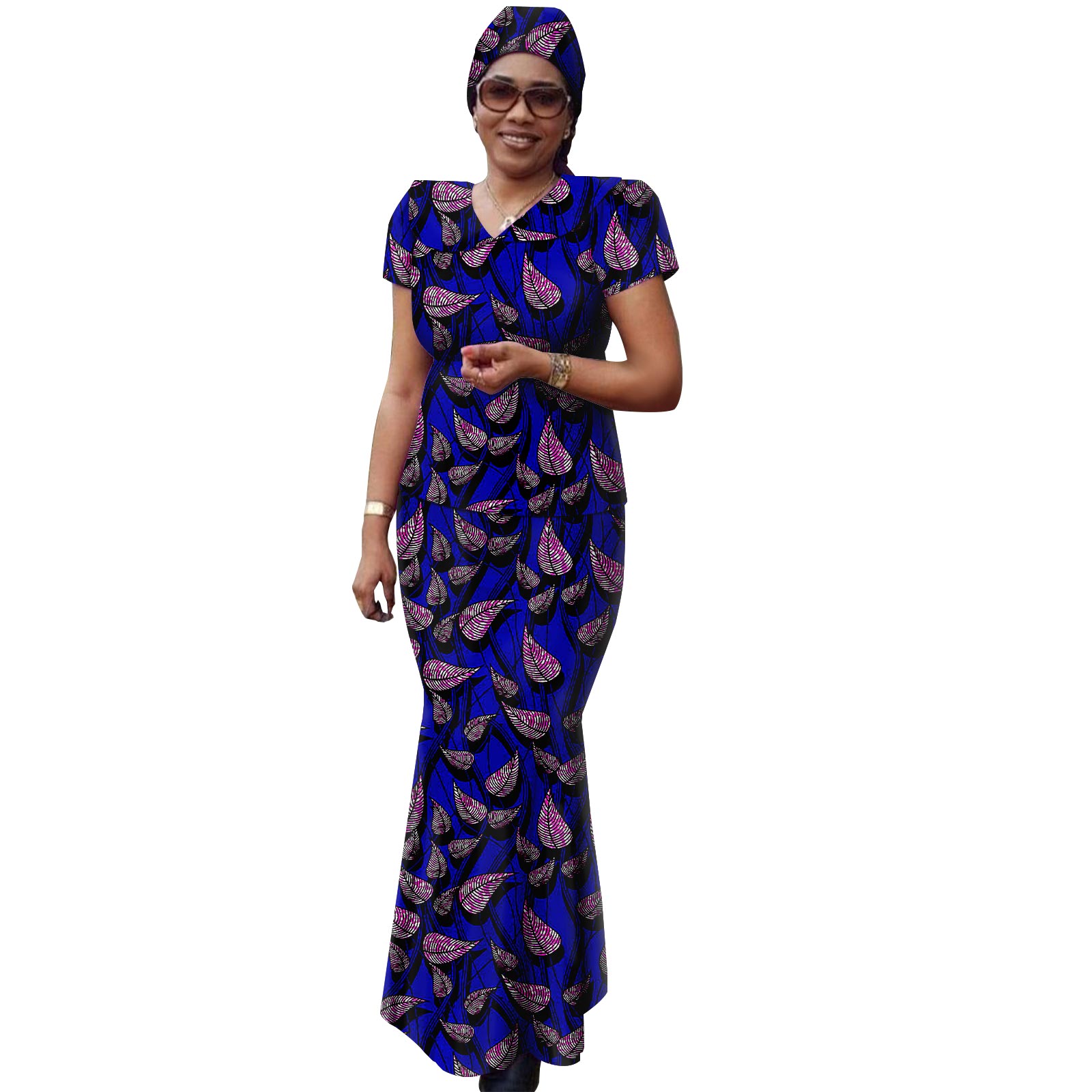 African Women Set Ankara Print Traditional Doll Collar Top and Skirts Match Headscarf Bazin Riche Dashiki Lady Outfits Y2326003