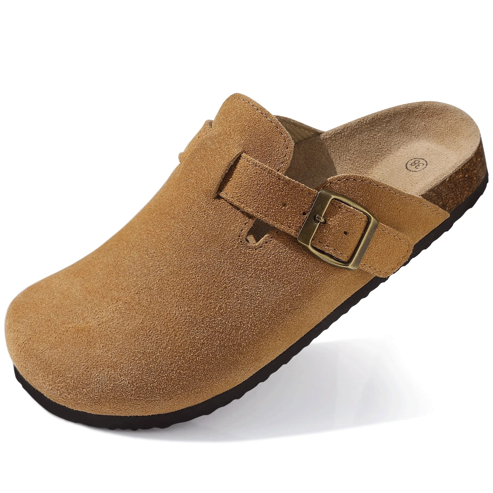 Men's and women's suede clogs, leather mules, cork soles, and cowhide Birkenstocks