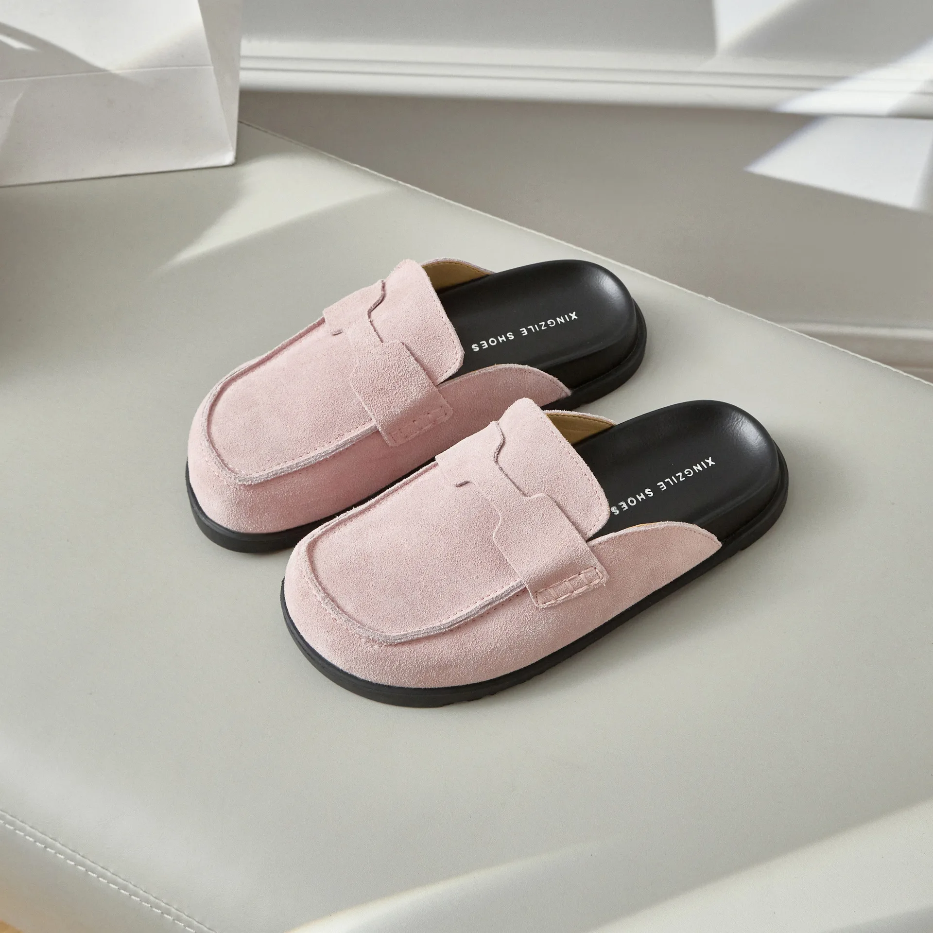 Soft Bottom Genuine Leather Women's Slippers Five Colors Available Bocan Outdoor Wear-Resistant Slip-On Shoes Korean Style