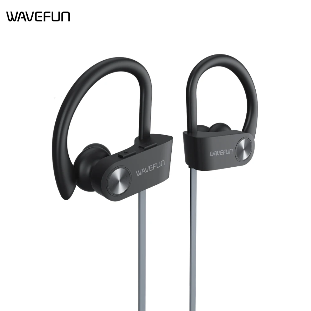 Wavefun XBuds Wireless Earphones with Ear Hook IPX7 Waterproof Super Bass Sports Headphones Music Gaming Mode with Mic