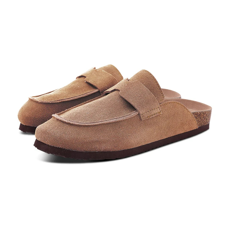 Crestar Women's Clogs Mules Cork Clogs Slippers Men Outdoor Mules Suede Clogs Shoes with Arch Support Mule Leather Clogs Sandal