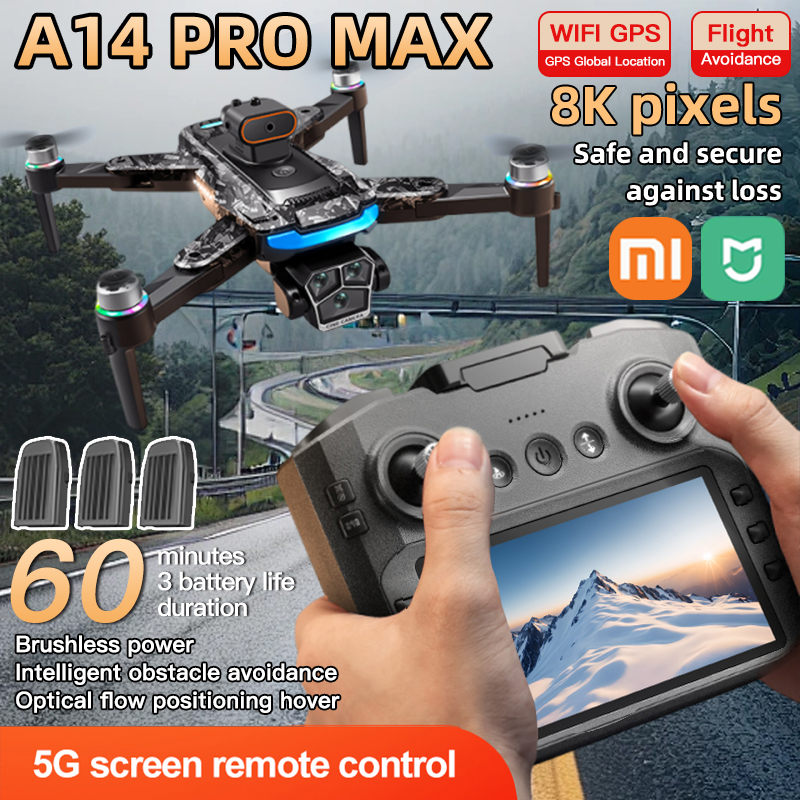 Xiaomi A14Pro max GPS Drone 4K Professional Dual Camera Dron Brushless Motor WIFI FPV Foldable RC Quadcopter Helicopter Toys