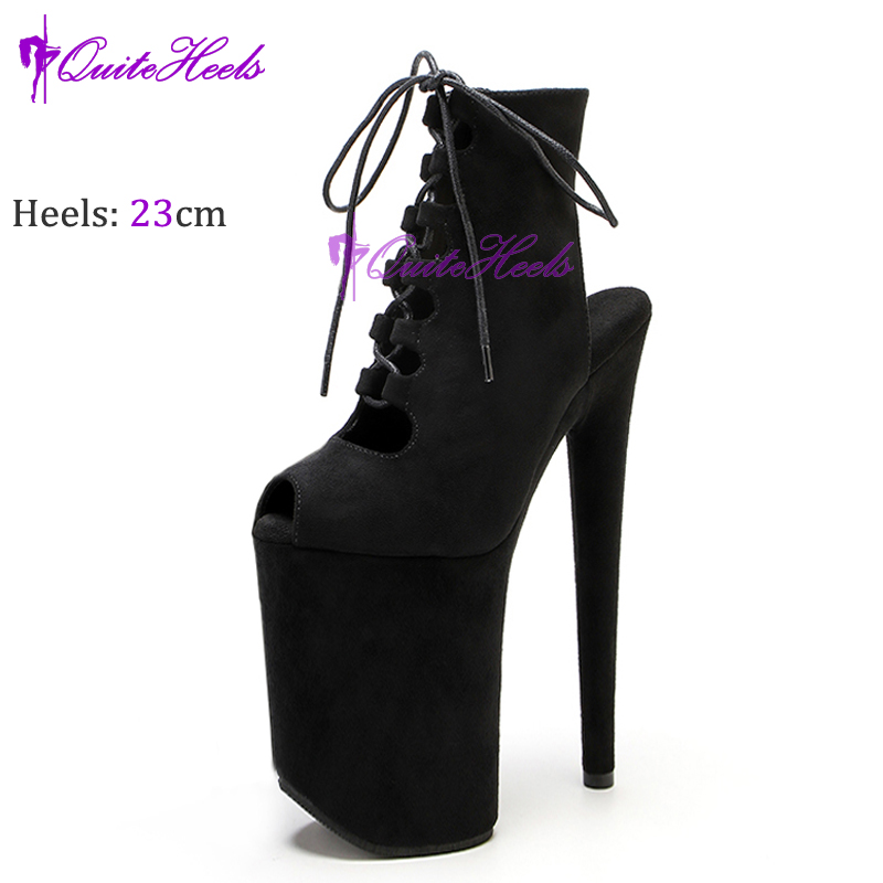 New Luminous 23CM/9Inch Gladiator Women Ankle Boots Sexy Fetish Exotic Stripper Heels Platform  Pole Dance Roman Shoes