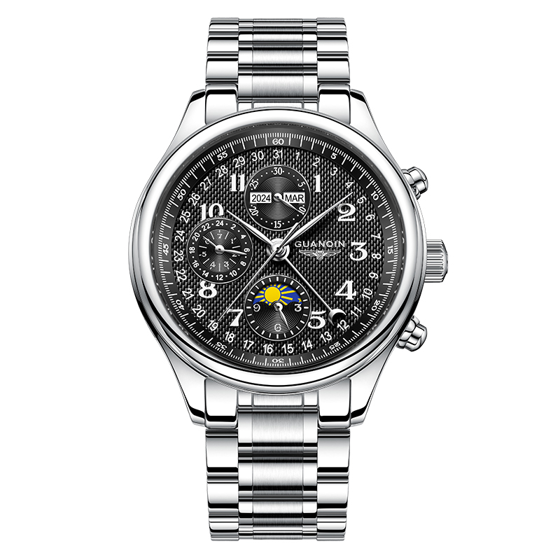 GUANQIN Men's Watches Automatic Mechanical Watches Swiss Quality Business Fashionable Multi-functional Waterproof Wristwatches