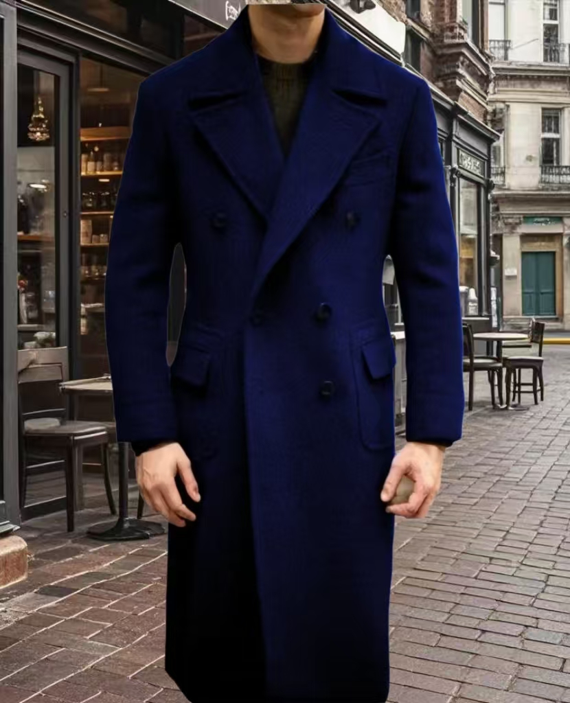 Formal Winter Brown Men Blazer Suits  Double Breasted Winter Warm Overcoat Customized  Business Winter Wear Warm Jacket