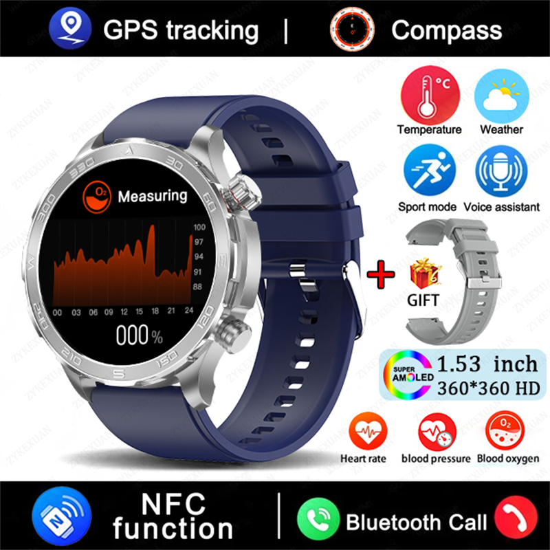 2025 New Bluetooth Call Smart Watch Men For Huawei AMOLED HD Large Screen Heart Rate NFC IP68 Waterproof GPS Sports Smart Watch