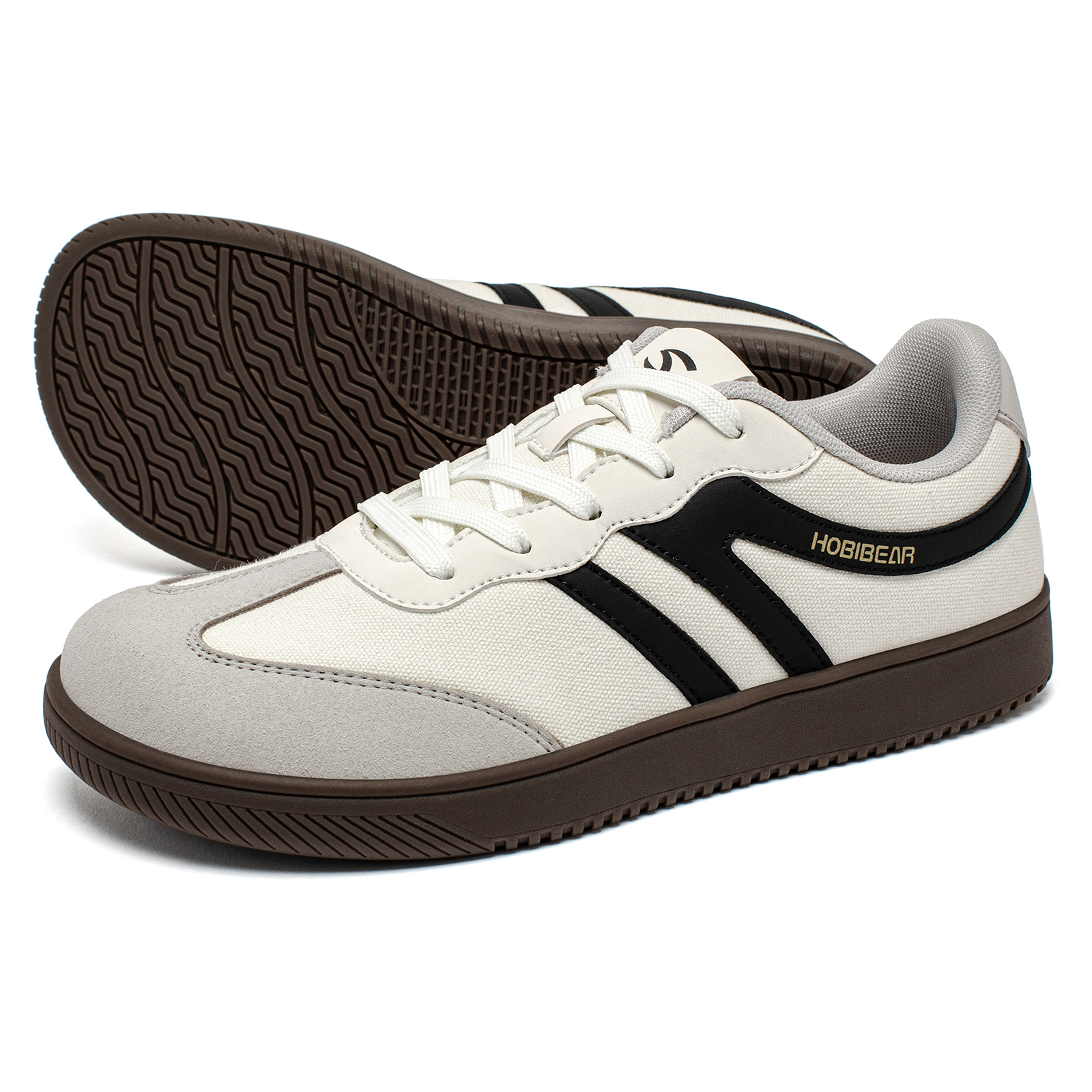 HOBIBEAR Wide Toe Barefoot Shoes Mens Womens Minimalist Fabric Sneaker Lace Up Casual Walking Shoes