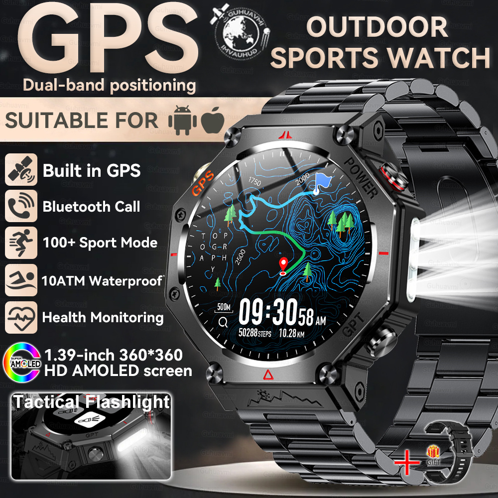 2025 NEW T-Rex 3  Outdoor Military Smart Watch 10ATM Waterproof Bulit-in GPS Compass Altimeter Barometric HD Call Smartwatch Men