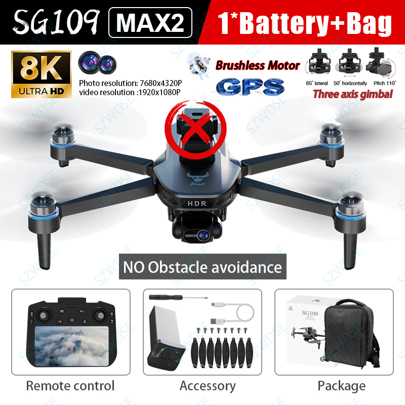 2025 New SG109 MAX2 GPS Drone With 8K Camera 3-Axis Gimbal WIFI Laser Obstacle Avoidance Screen Remote 5G FPV Brushless RC Dron