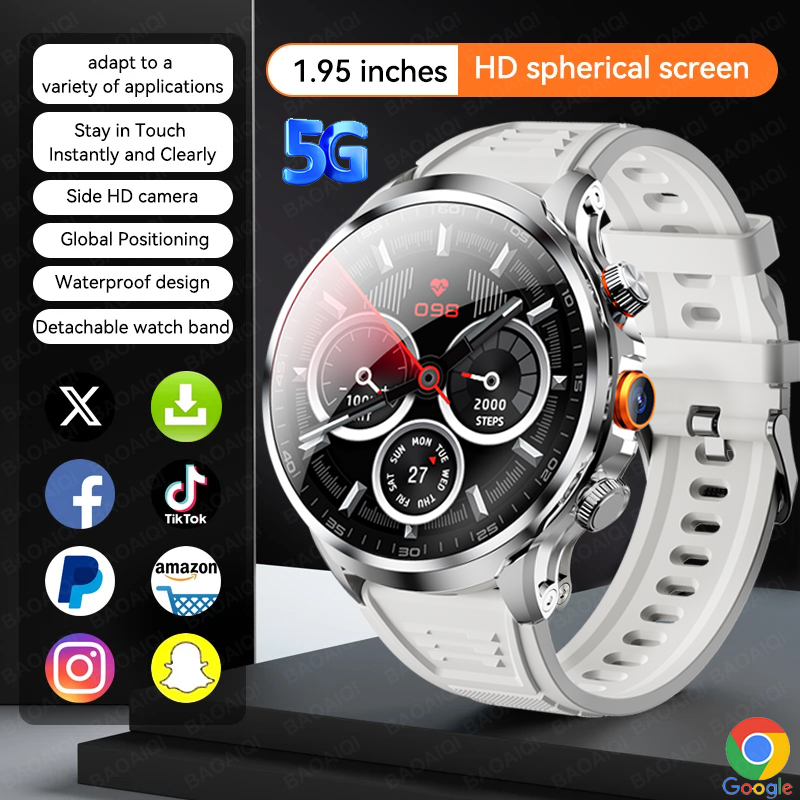 5G/4G Full Netcom Android Smart Watch With SIM Card Camera Video Call AMOLED GPS WIFI Google Play Maps Smartwatch For Men Women