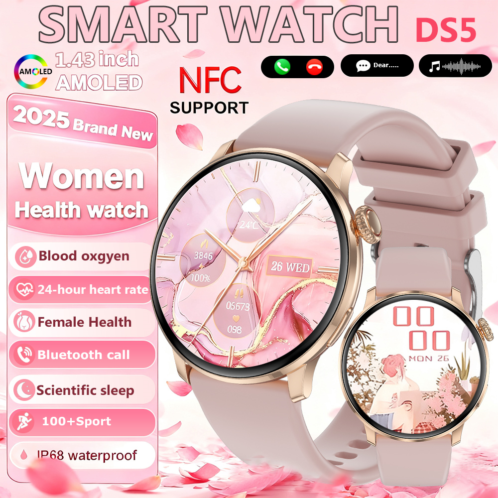 2025New GPS NFC Bluetooth Call Smartwatch Women Watch 5 mini Sports Track Heart Rate Oximetry Monitoring Health Smartwatch Woman