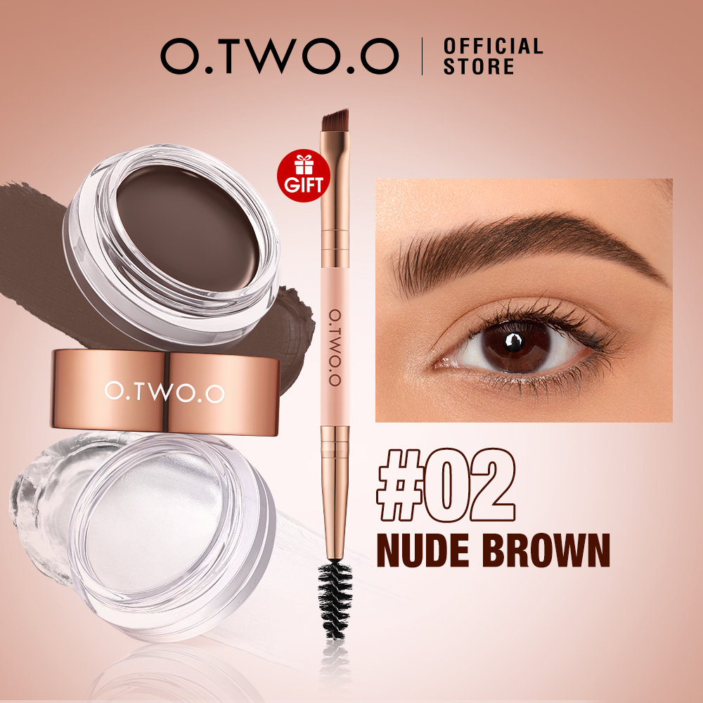 O.TWO.O Eyebrow Pomade Brow Gel Wax 2 IN 1 Waterproof Long Lasting Creamy Texture Eye Brow Tint Enhancers Cosmetics Makeup