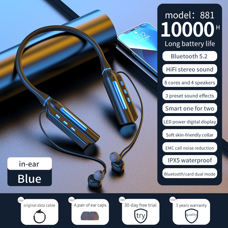 10000mAh 10000Hours Playback Wireless Bluetooth Earphones Magnetic Sports Running Headset Neckband Sport Earbuds Noise Reduction