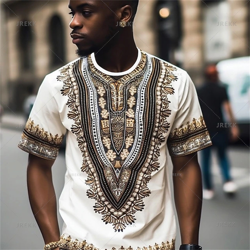 Harajuku 3D African Dashiki Tribal Print T Shirt Ethnic Patterns Graphic Tee Shirts Kid Fashion Short Sleeves Cool Mens Clothing
