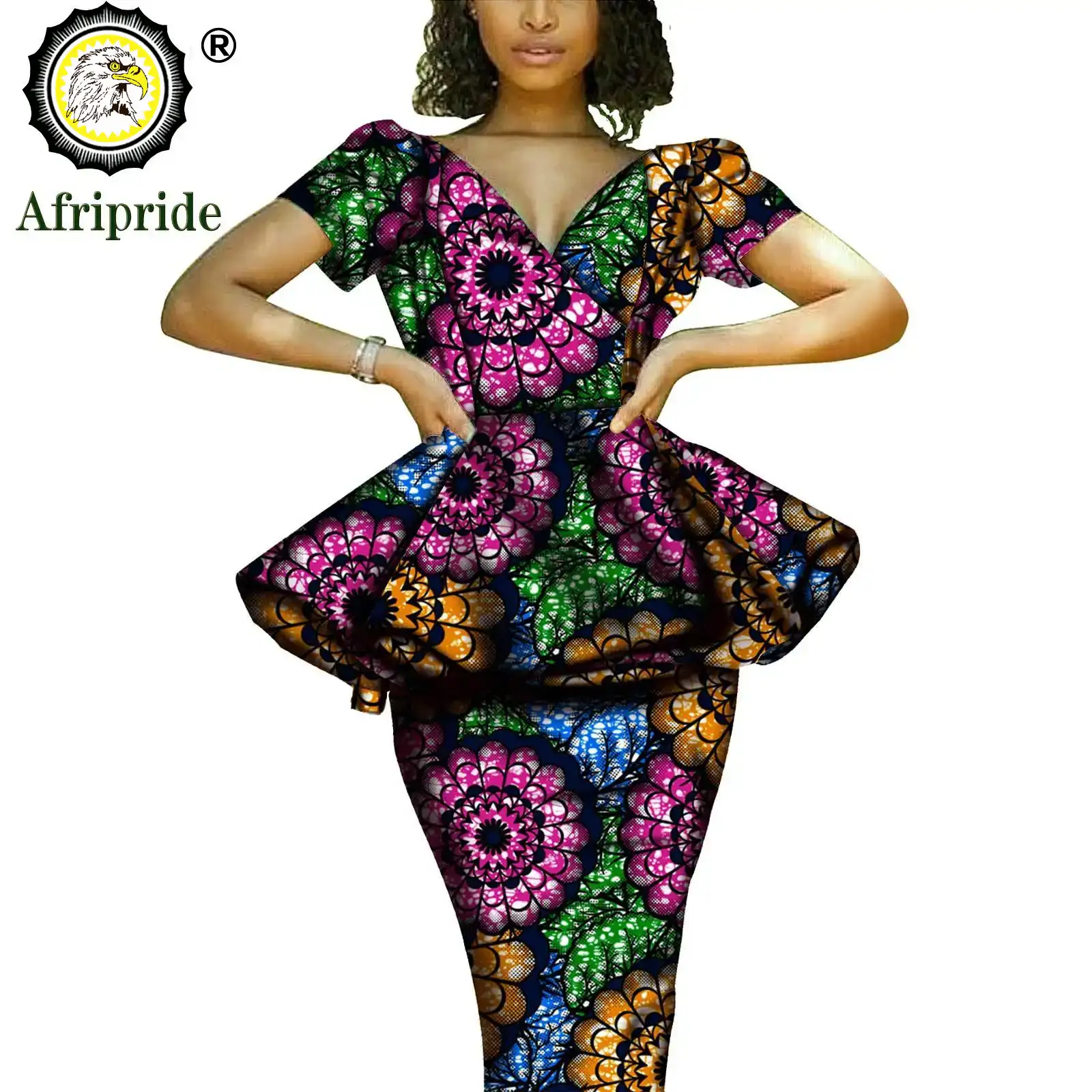 African 2 Piece Set for Women Dashiki Tops Print Skrit  Ankara Clothing Wax Attire Blouse Shirt AFRIPRIDE S1926004