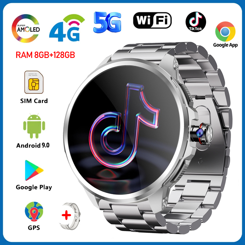 5G/4G Full Netcom 8GB+128GB RAM Smart Watch 1.95 inch 720*720 AMOLED 2100mah Battery 900W Camera GPS WIFI Google APPS Smartwatch