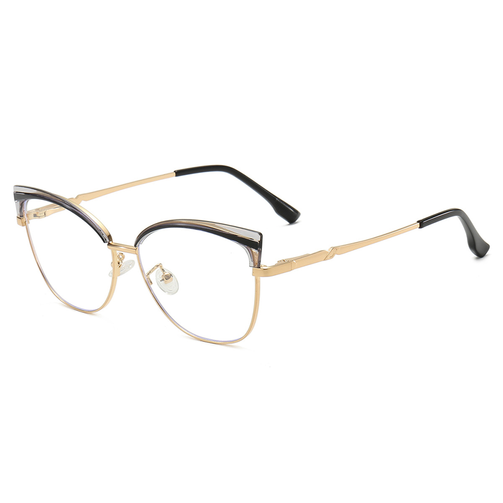 JMISUS Women's Trendy Butterfly Prescription Glasses Cateye Alloy Myopia Progressive Eyewear with Spring Leg