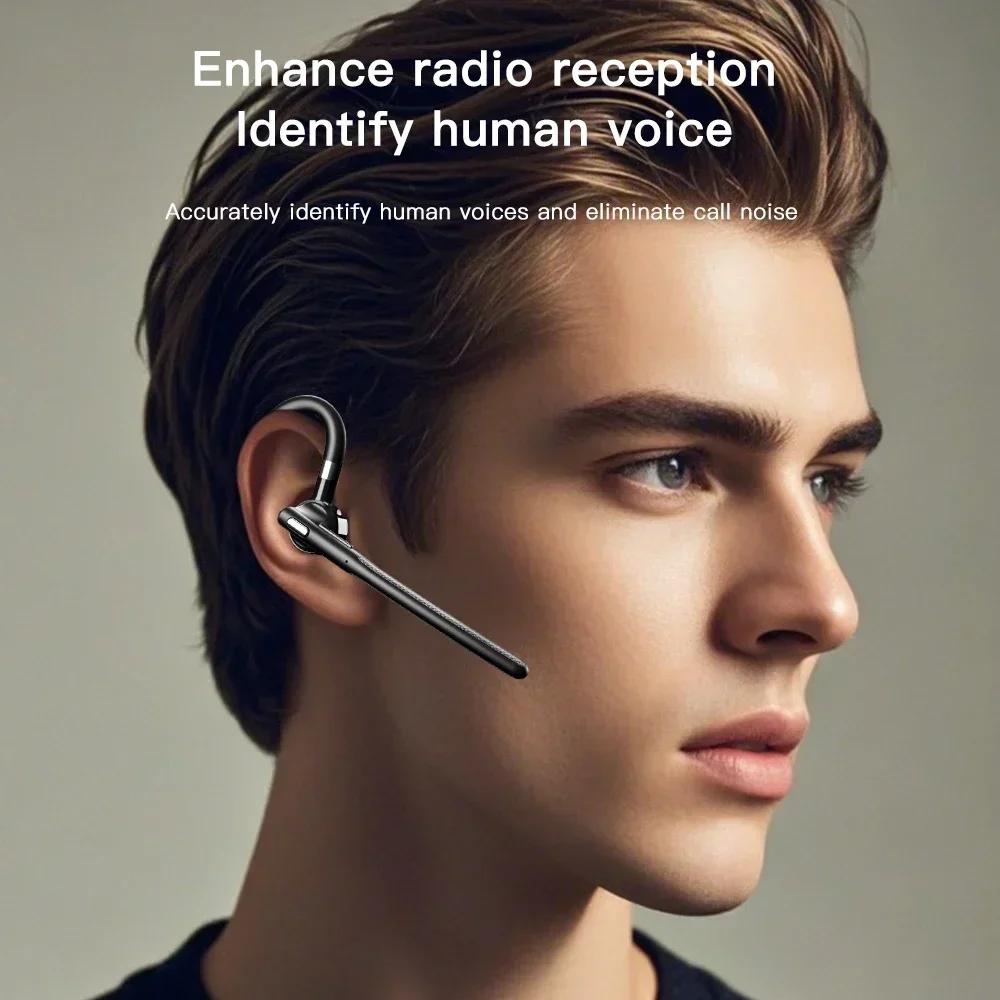 Bluetooth Earphones 5.4 Headphones Stereo Handsfree Noise Canceling Wireless Business Headset With Dual- Mic for Trucker/Driver