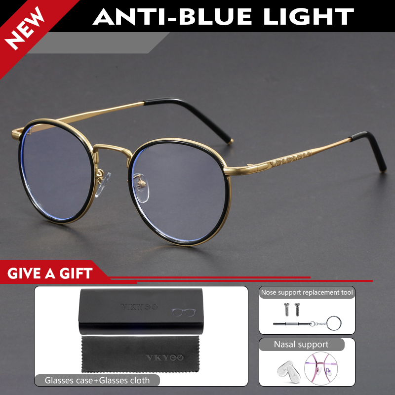 VICKY New Retro Round Geometric Design Men's and Women's Anti-blue Light Reading Glasses Can Be Customized Prescription 1043