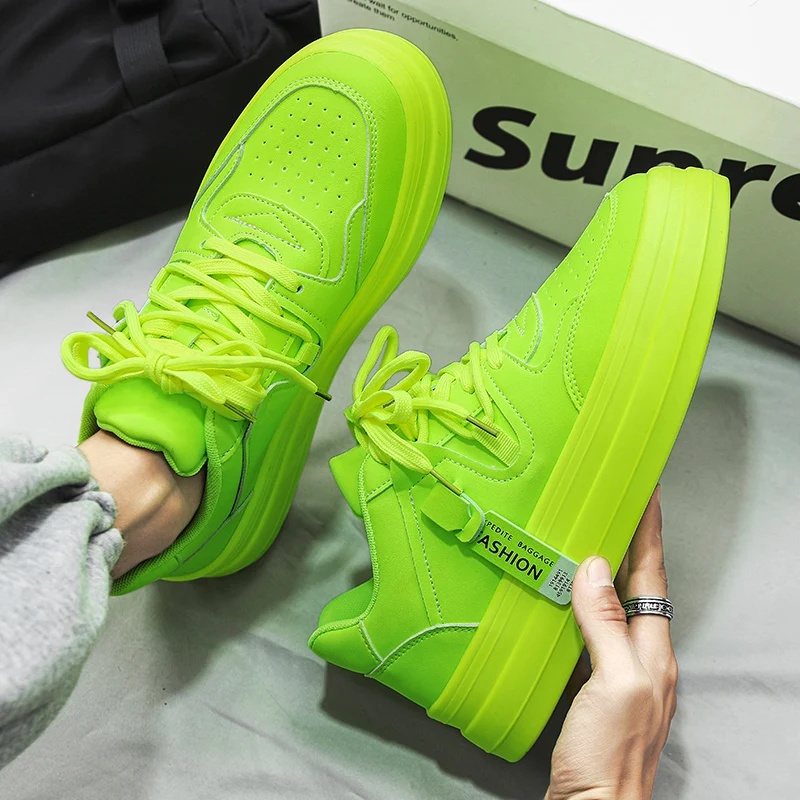 New Autumn/Winter Men's Casual Sneakers 12cm Increased Height 10cm Thick Sole White Shoes High Top Rubber Base Male Footwear