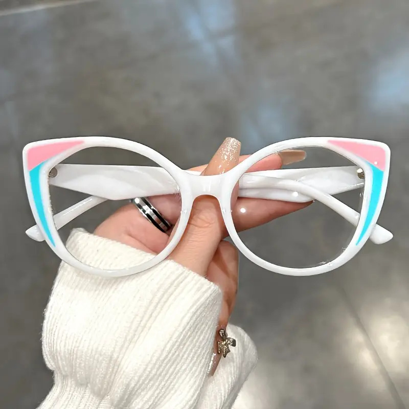 Blue Light Blocking Cat Eye Glasses with Gradient Color Frame, Transparent Lenses for Men and Women