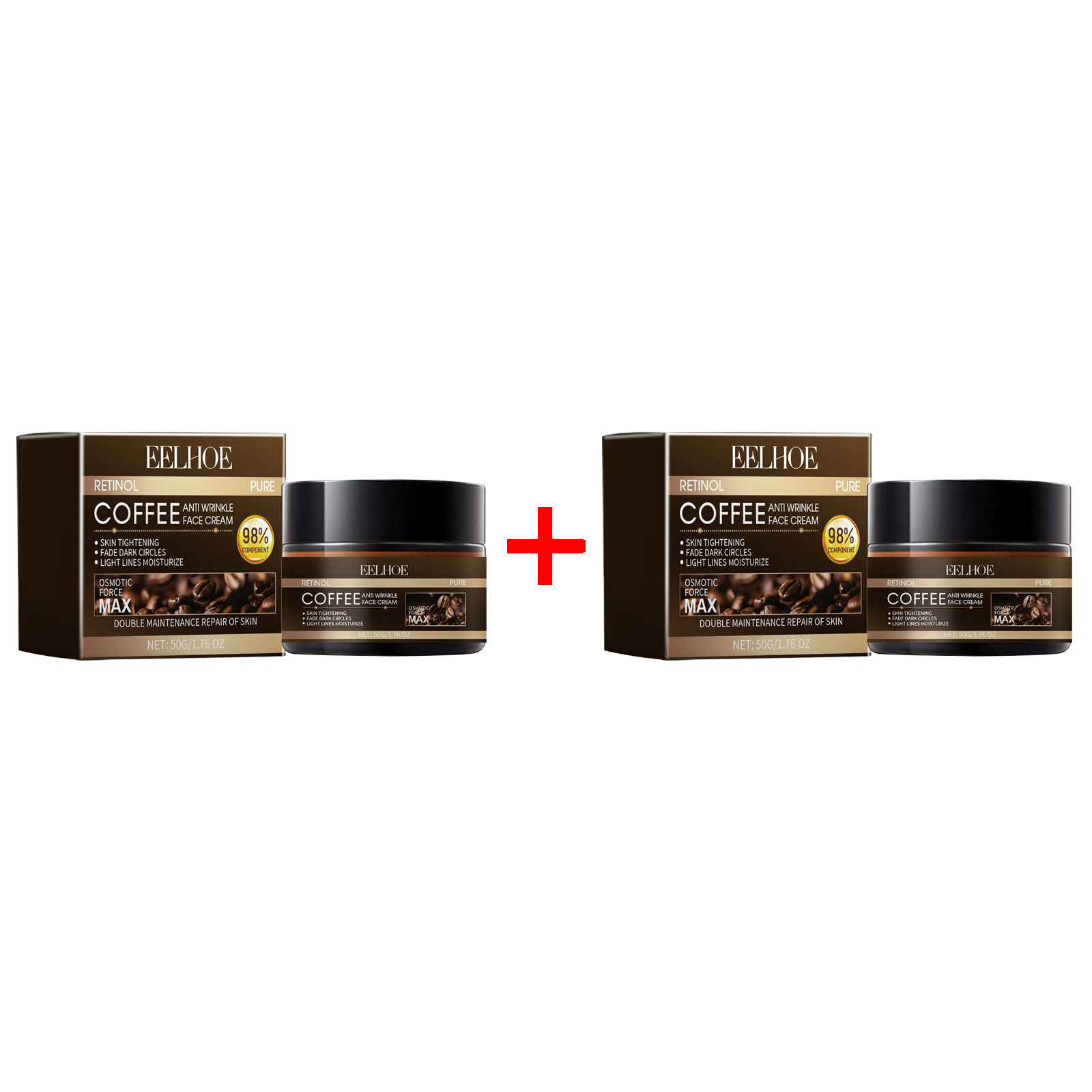 Retinol Coffee Face Cream Moisturizing Nourishing Repair Face Damaged Brighten Facial Cream Beauty Healthy Skin Care Product 50g