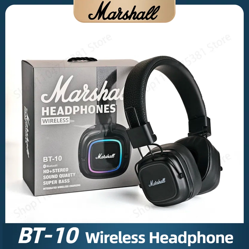 Marshall BT10 Retro Wireless Bluetooth Headphone Noise Cancelling Earphones Over Ear Foldable Stereo Sound Music Headset