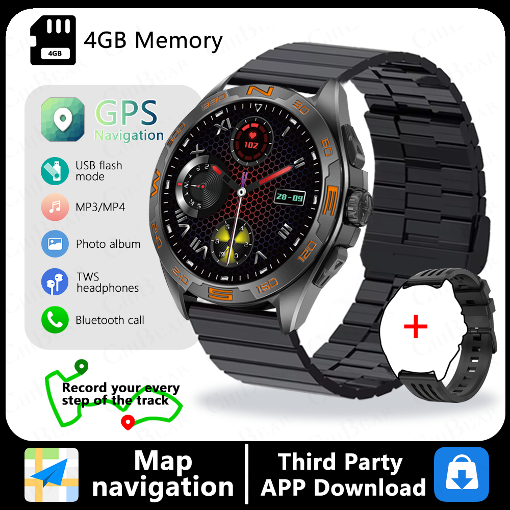 2025 For HUAWEI Smartwatch Men GPS Map Navigation 4G Memory HD Call Recording AMOLED Screen Chatgpt Sports Waterproof SmartWatch