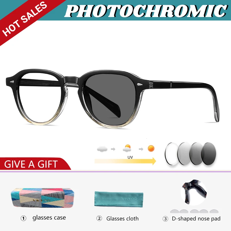 VICKY Vintage Polarised Prescription Sunglasses Women Classic Anti Blue Ray Glasses Men Myopia Prescription Photochromic Glasses