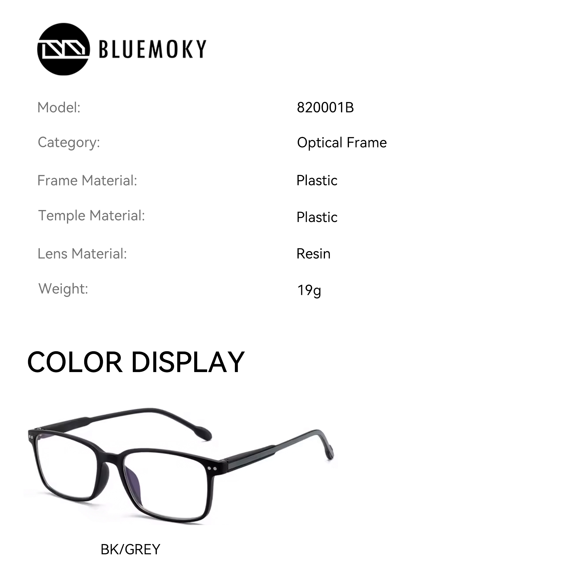BLUEMOKY Fashion Plastic Rectangular Customized Prescription Glasses Men Women Progressive Anti Blue Light Photochromic Myopia
