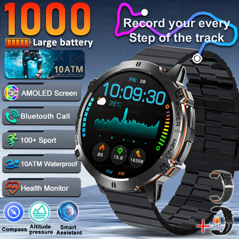 Men Smartwatch High End Sports Watches 1000mAh Large Battery Waterproof Durable AI Custom dial  TREX3  Smart Watch For Men women