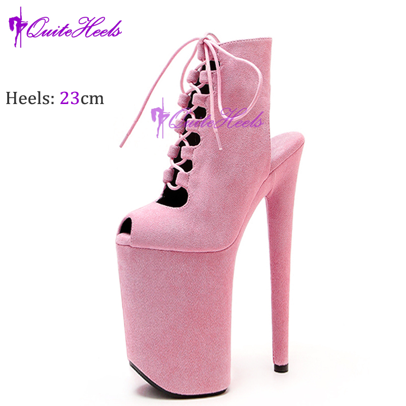 New Luminous 23CM/9Inch Gladiator Women Ankle Boots Sexy Fetish Exotic Stripper Heels Platform  Pole Dance Roman Shoes