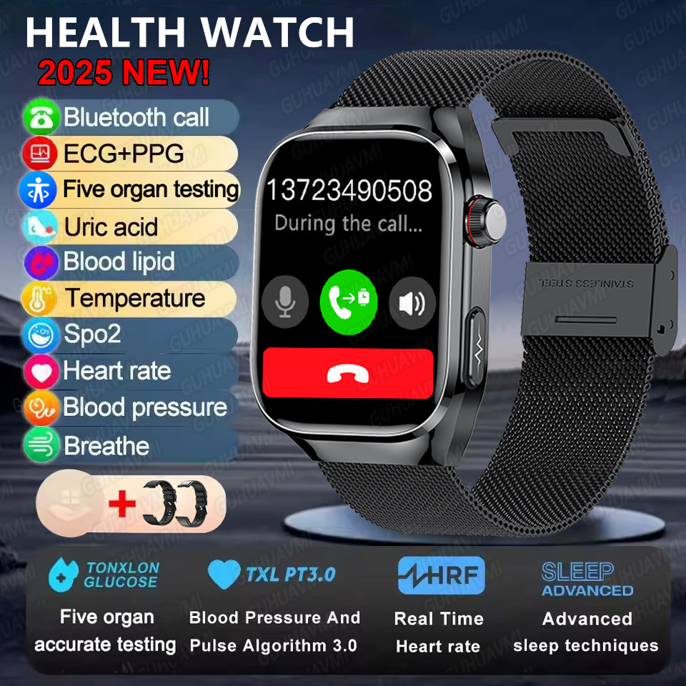 2025 New Smart Watch 2.04-inch AMOLED Screen Bluetooth Call IP68 Waterproof 650mA Sports Smartwatches Men Android Military-Grade