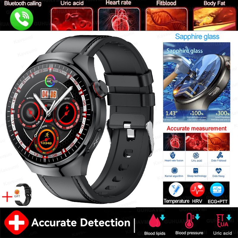 2025 New For XIAOMI Accurate Blood Lipid Uric Acid Smart Watch Men Women ECG+PPG Blood pressure Bluetooth call Health Smartwatch