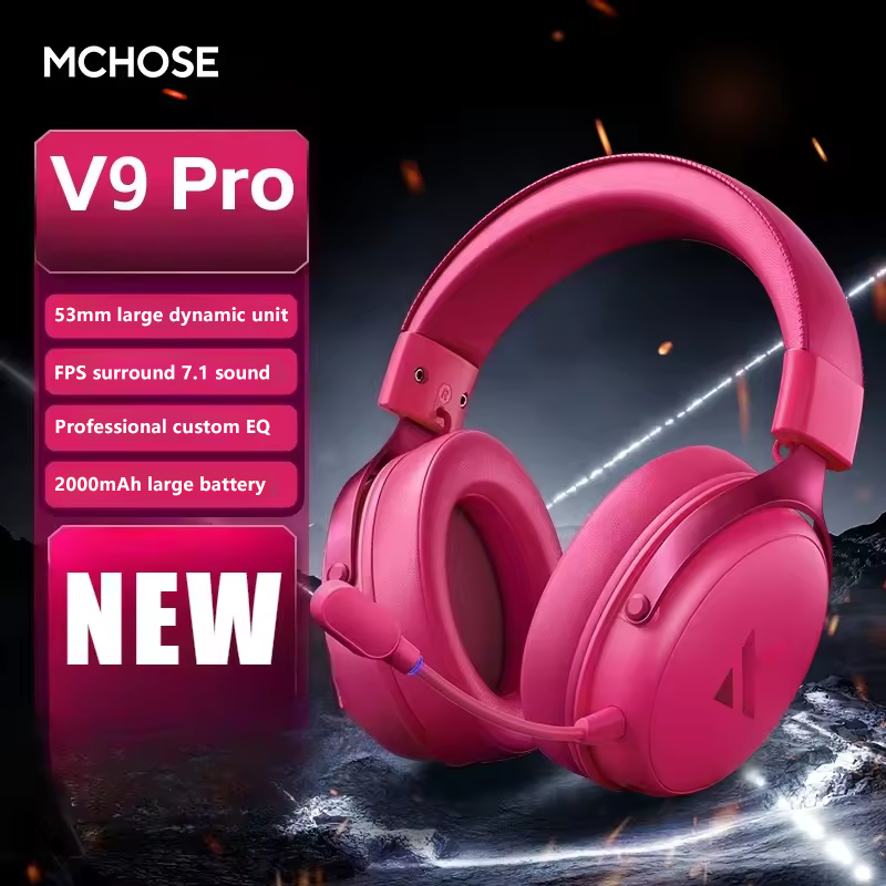 MCHOSE V9 Pro Wireless Gaming Headset Tri-Mode 7.1 Surround 53mm Driver Noise Cancel Mic EQ PC PS5 PS4 Switch Large Battery