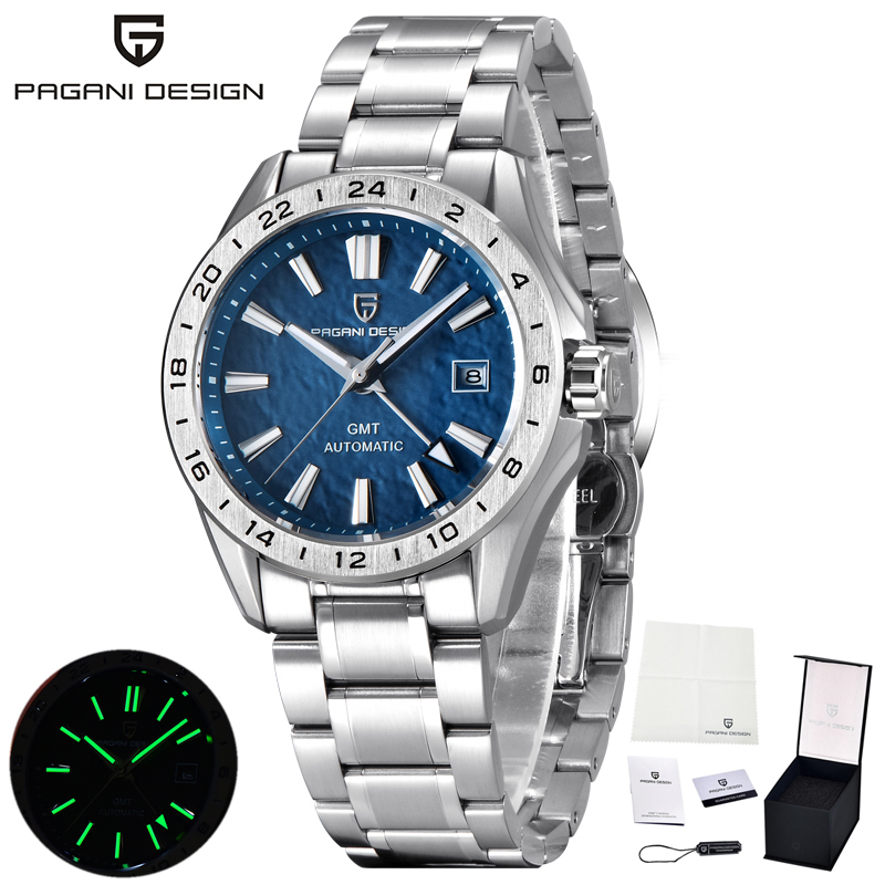 PAGANI DESIGN New Brand Luxury Mechanical Automatic Watch StainlessSteel Waterproof luminous Watch Date WaveDial watches for man